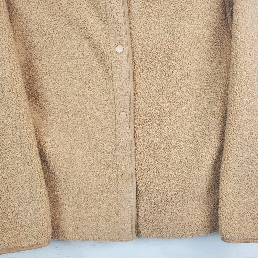 Joie Womens XS Tan Sherpa Snap Botton Fleece Lined Teddy Jacket - Picture 3 of 10